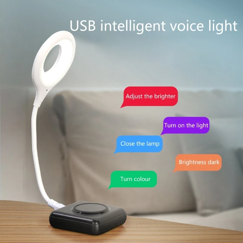 LED Desk Lamp Voice Control Portable Night Light Lamp Freely Foldable Table Lamp USB LED Super Bright Ring Lights