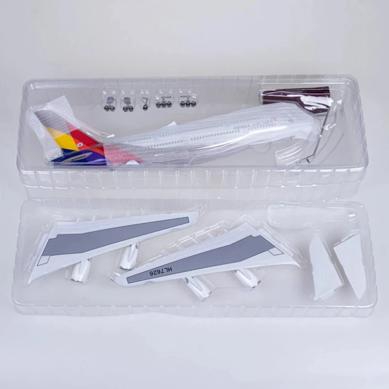 Imagem -06 - Escala Avião A380 Asiana Coreano Modelo de Companhia Aérea com Luz Led & Engrenagens de Pouso Diecast Plástico Resina Avião Brinquedo 50.5cm 160