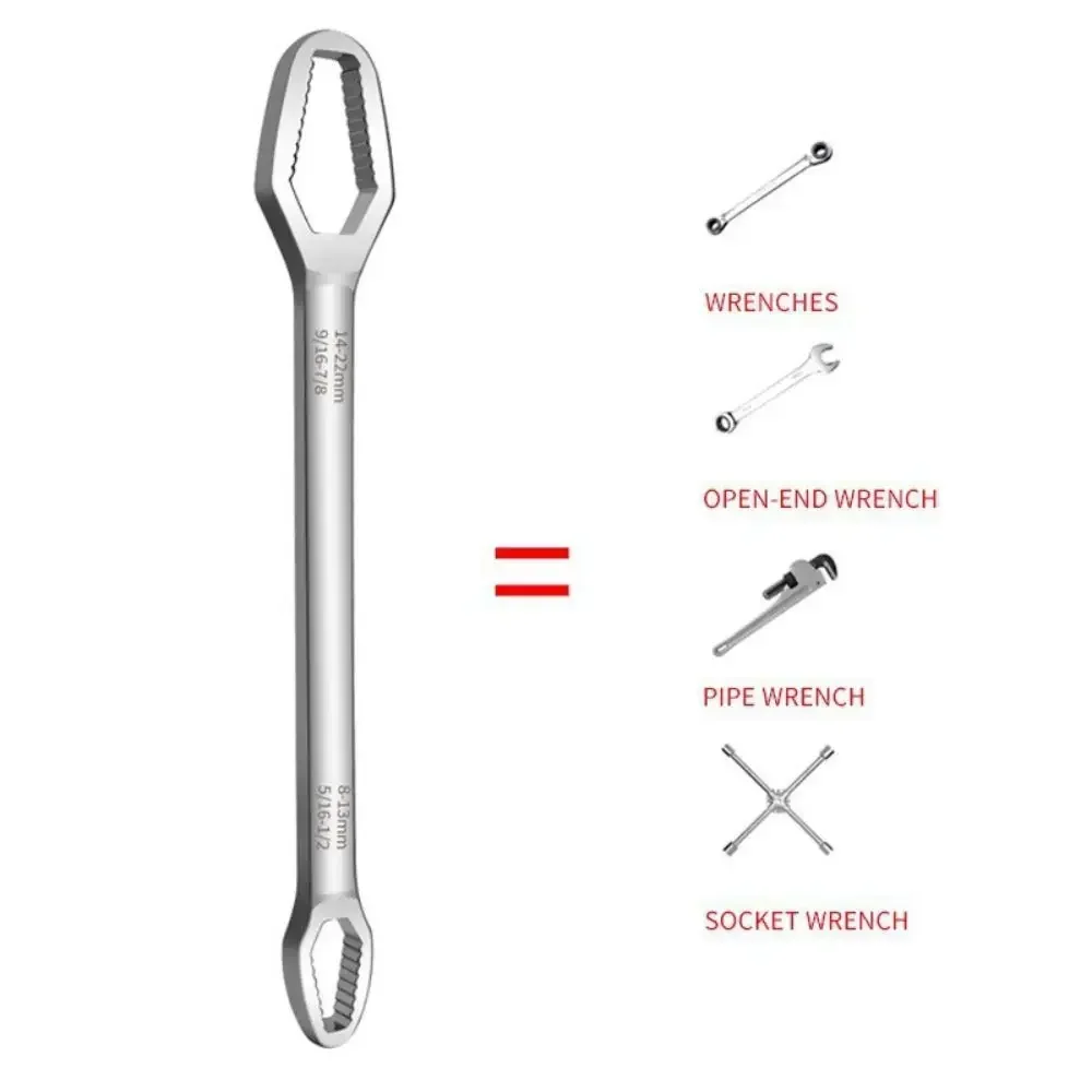Universal Wrench Set Self-Adjusting Double Ended Spanner 8-22mm for Motorcycle Car Repair Household Hand Tool