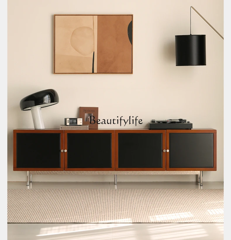 

**Solid wood TV cabinet living room storage floor cabinet household medieval color matching