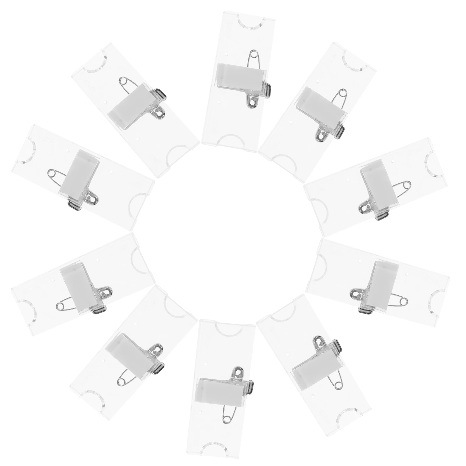 

10pcs Acrylic Badge Clip Name Tag Holder Transparent Employee Cards 70x25mm Chest Pin Work Permit ID Card School Office Hotel