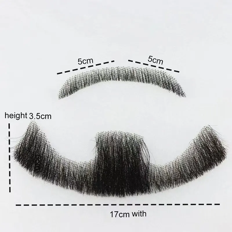 Men's Human Hair Fake Beard Swiss Lace Fake Beard And Moustache Real Handmade Short Beard For Men Invisible Beards