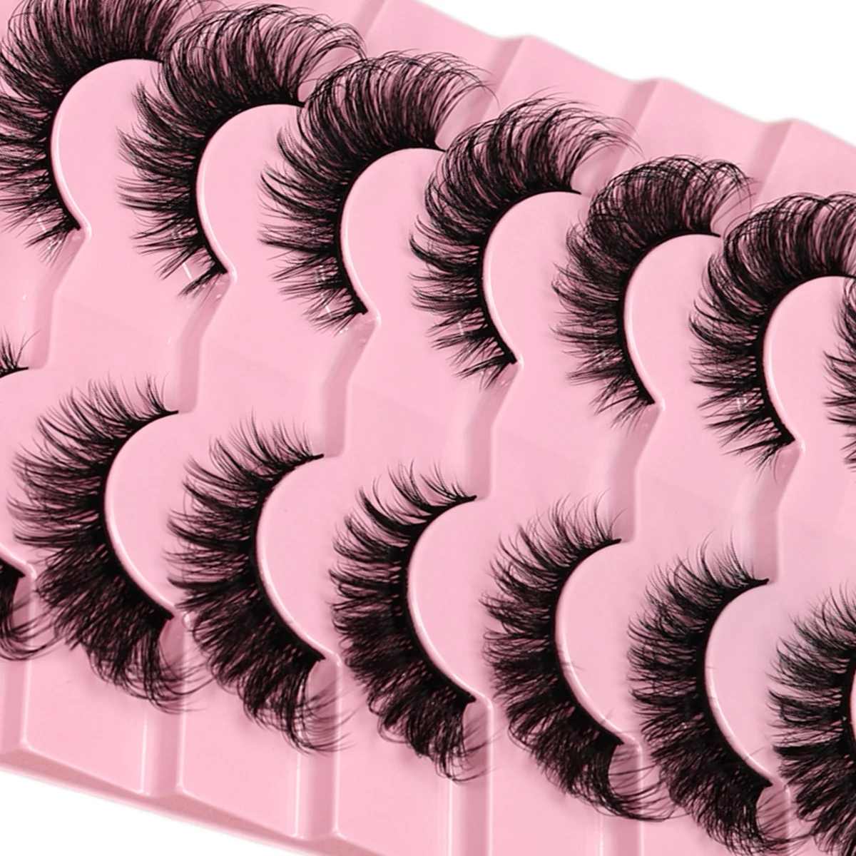 Flauschige Fox-Eye-Streifen-Wimpern, 7 Paar, Kunstnerz-Wimpern, 3D, dick, natürlich, dramatisch, wiederverwendbar, Augen-Make-up – Detail 5