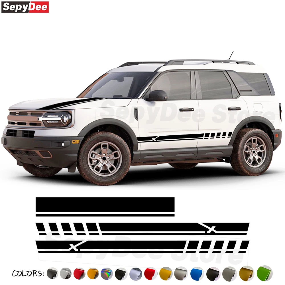 

Гоночный спортивный Автомобильный капот, боковые полосы для двери, наборы виниловых наклеек для Ford Bronco, аксессуары для тюнинга спортивного автомобиля