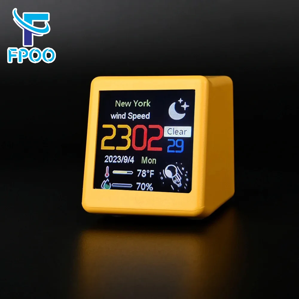 Station météo intelligente Wifi, horloge de bureau, petit affichage Portable avec température et humidité, réveil pour Table, décoration de chambre de voiture