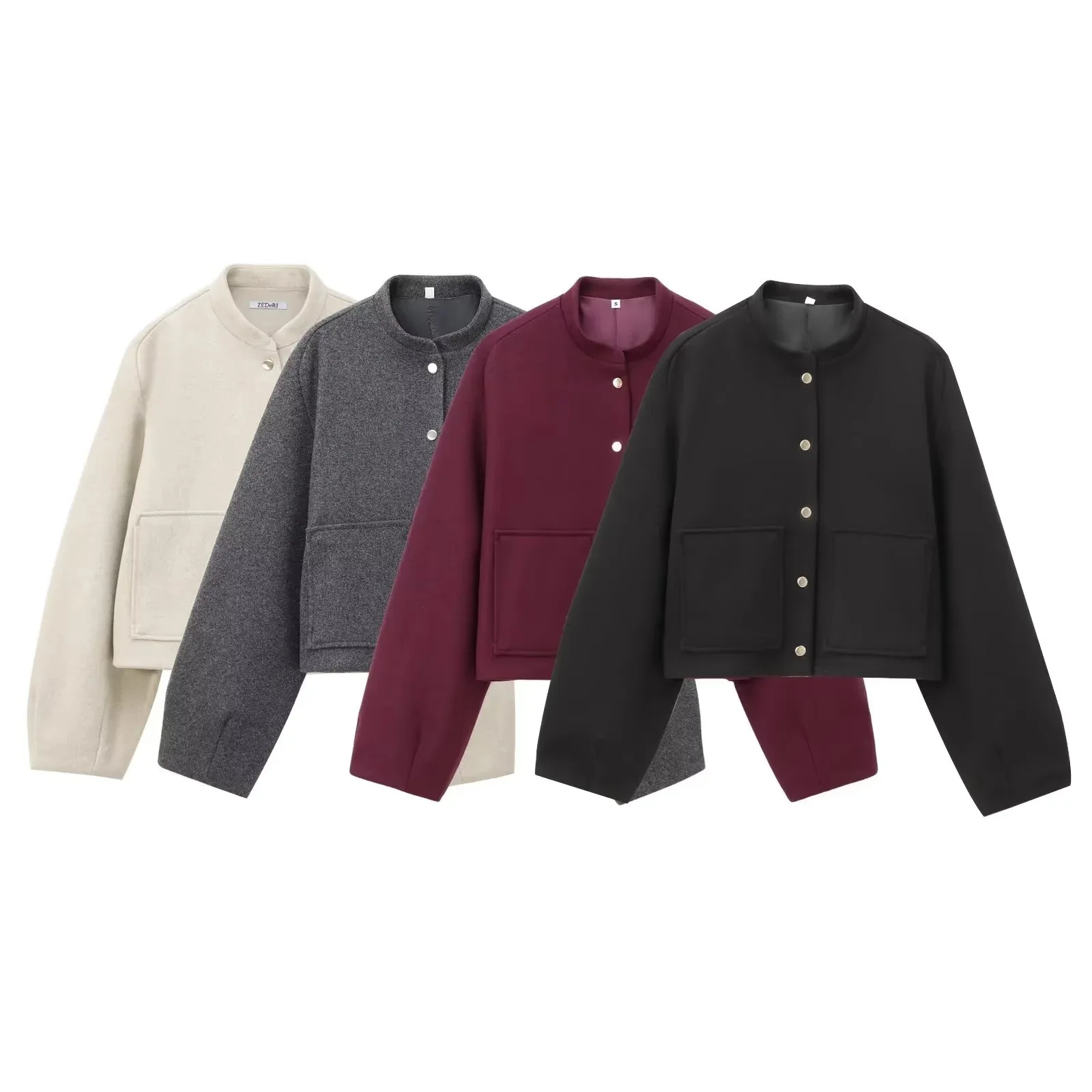 Cross-border Women's Short Pilot Jacket with Patch Pockets Casual Streetwear