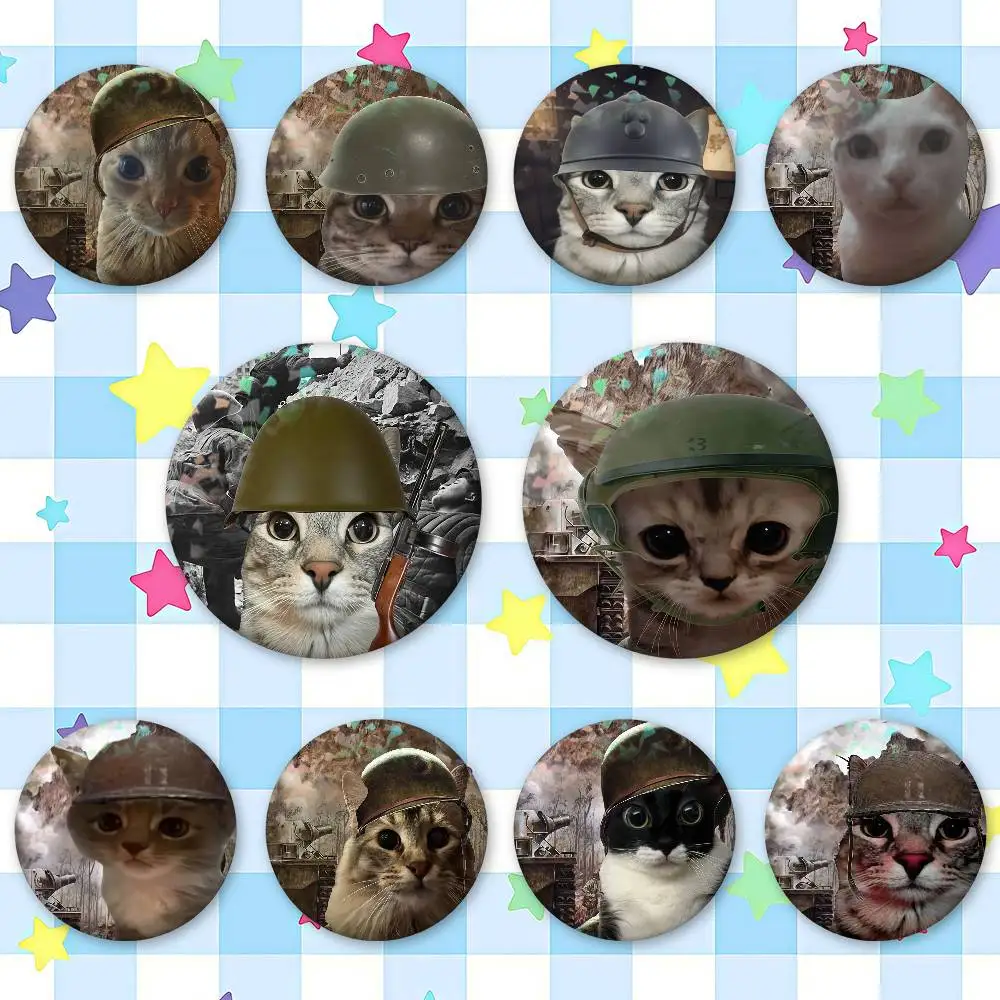 Thousand Yard Stare Cat Laser Badge Creative Pins Brooch for Bag Clothes Hat Decor Gifts Fans Collect