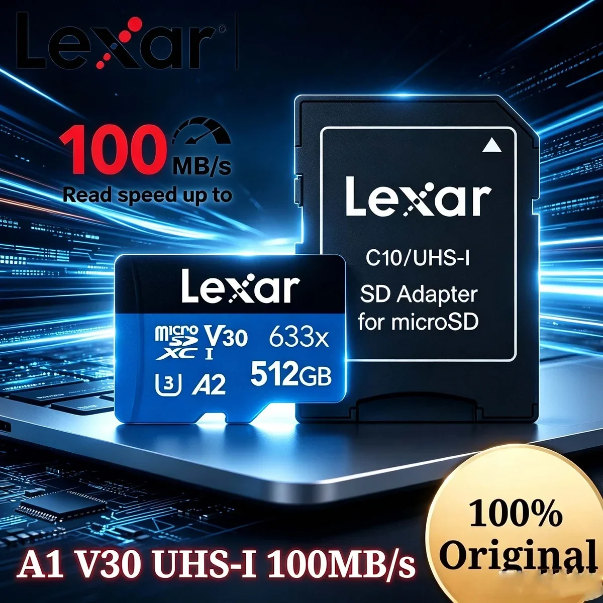 Lexar 633X Memory Card 32GB 64GB 128GB Micro SD Card Class 10 Flash Cards SDHC/SDXC UHS-I Blue TF Cards Dashcam Camcorder