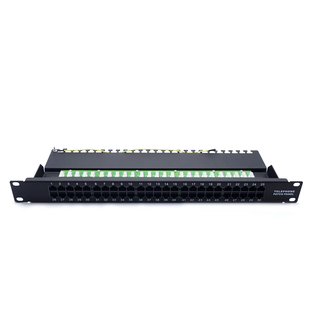 19-Inch 1U Tray-Type Telephone Voice Patch Panel, 25-Port/50-Port, IDC Voice Module for Data Center & Telecom Room Cabling