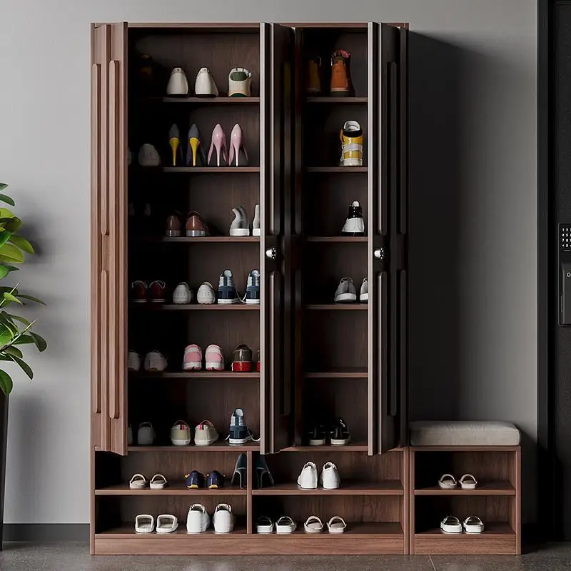 

Chinese-style Household Door Solid Wood Shoe Outside The Door Corridor Storage with Lock Porch Chinese Locker Shoe