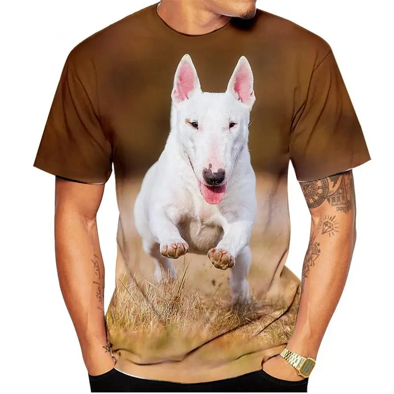 Novelty Men\'s Women\'s Kids T-shirts Fashion Bull Terrier 3d Printing Trendy Dog Patterns Fun Sports Breathable Lightweight Tops