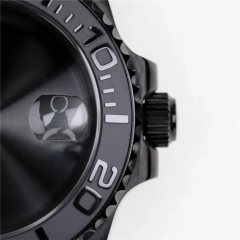 Black Yacht Design Style Case Water Resistant for NH35 Nh36 Nh34 Automatic Mechanical Movement Watch Case with Sapphire Crystal