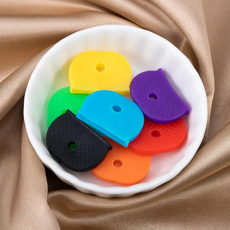 PVC-Schlüsselkappen-Set, 10/24/32 Stück, zufällige Farben, Schlüsselschutzringe, zum Selbermachen, Schlüsselanhänger, zur Aufbewahrung, einfach zu installieren. – Detail 6