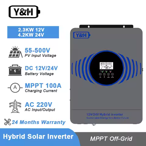 Y&amp;H 4.2KW Hybrid Solar Inverter Dual Battery Voltage 24V Off Grid Inverter AC230V MPPT 100A Solar Charger
