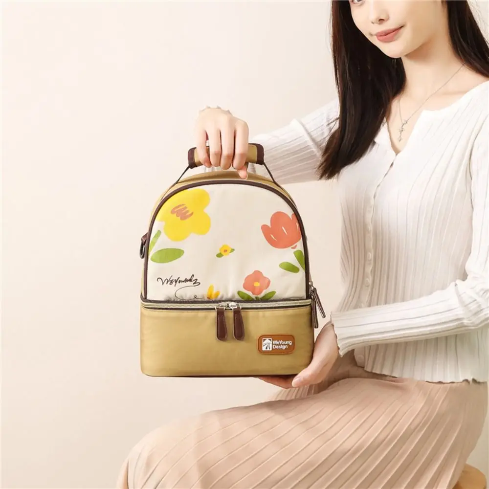 Multifunctional Maternity Backpack Double Layer Portable Insulated Storage Bag Large Capacity Lightweight Breastmilk Cooler Bag