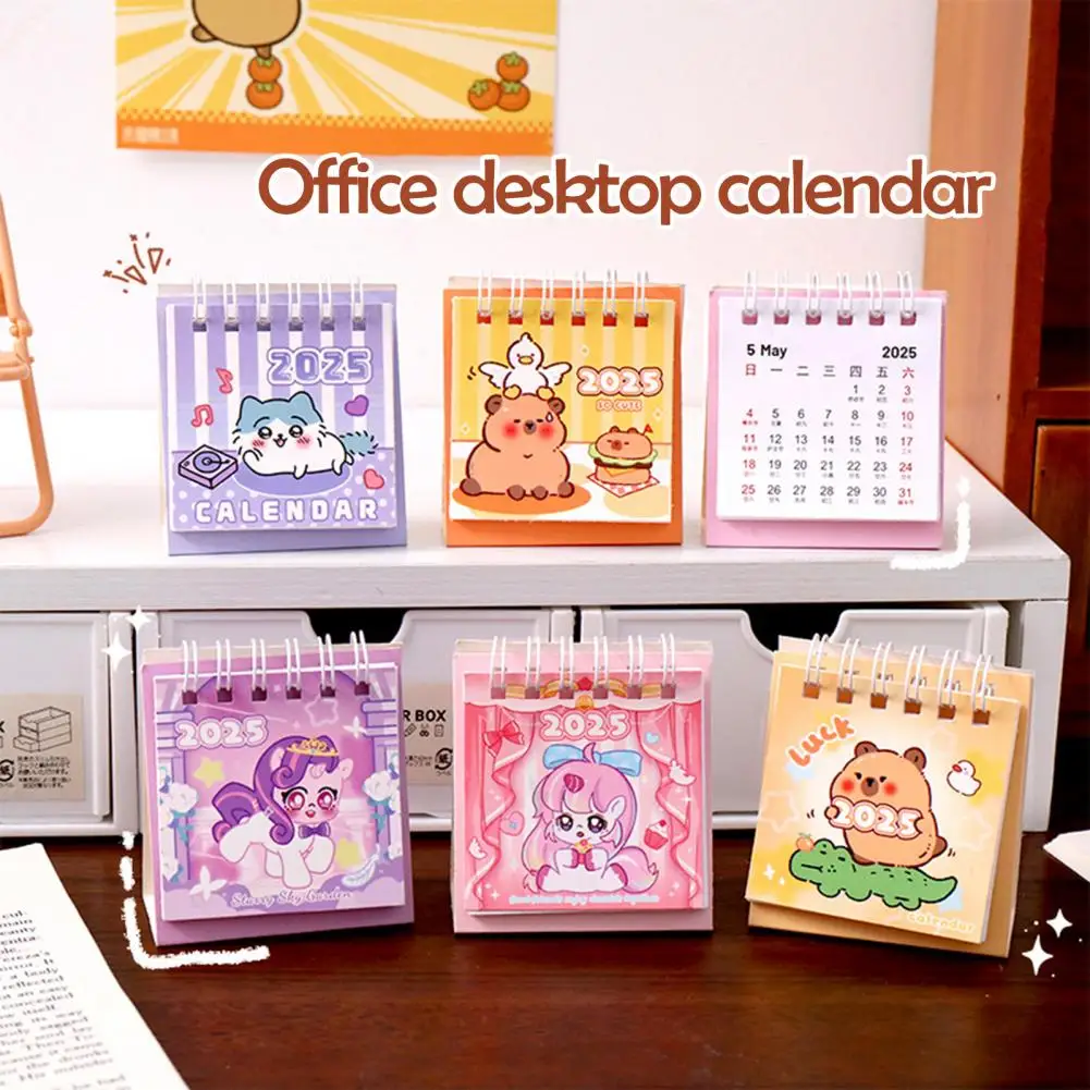 2025 Mini Desk Calendar Cartoon Monthly Planner Calendar Aug. 2024 to Dec. 2025 Calendar for Home Office School