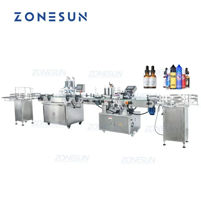 ZONESUN ZS-FAL180A8 Full Automatic Magnetic Pumps Liquid Juice Water Bottle Filling Capping and Labeling Machine Line