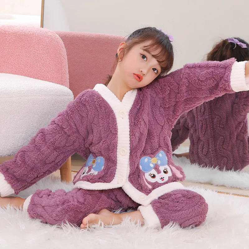 Pijama Loungewear Pajama Girl Winter Girl Set Children\'s Pajamas Girls Sets Sleepwear Robe Clothing Mother Kids