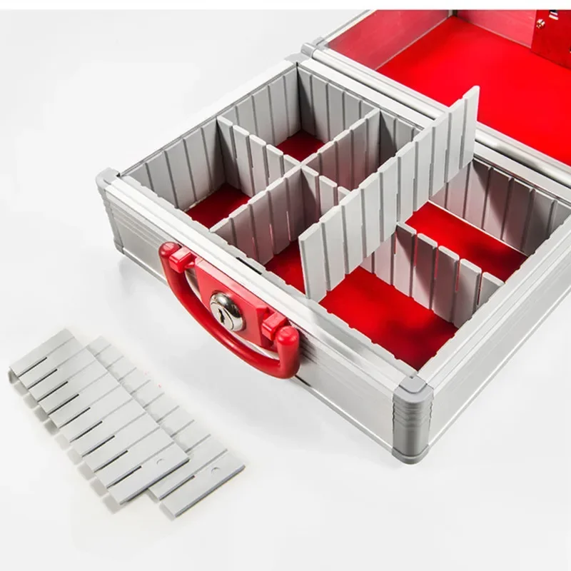 Ink Stamp Safe--Storage Box Aluminum Housing Size 201*105*162mm With 6 Inner Compartment Manual Adjust Handle Design for Office