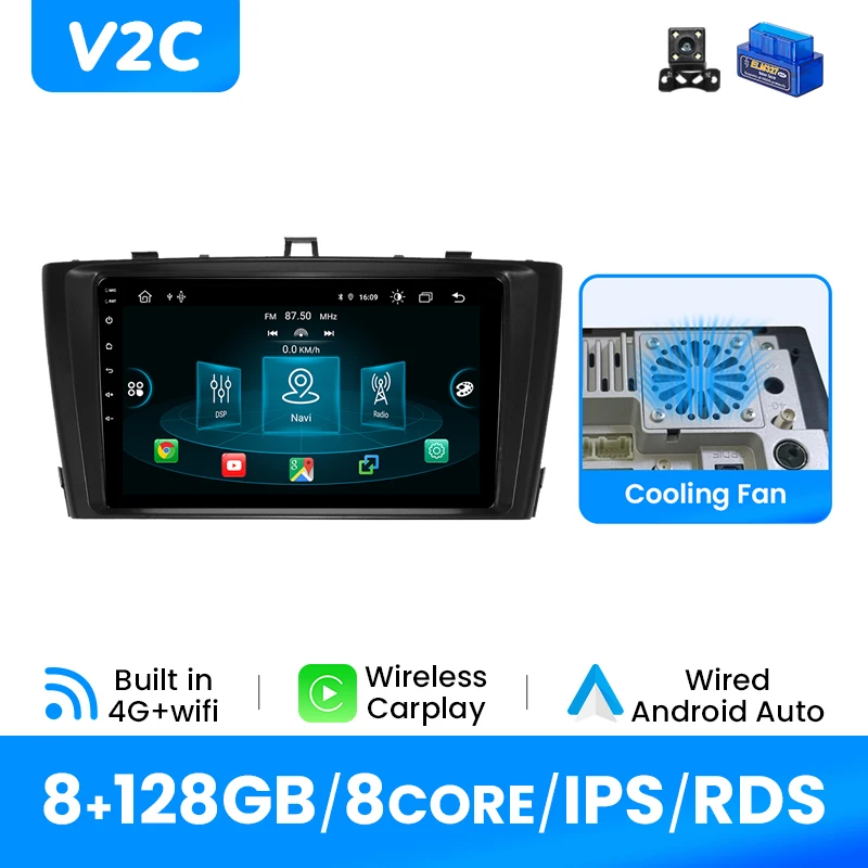 Android 14 Autoradio Speler Voor Toyota Avensis 2009-2015 GPS Draadloze Carplay Android Auto IPS Scherm Multimedia DSP 4G Wifi