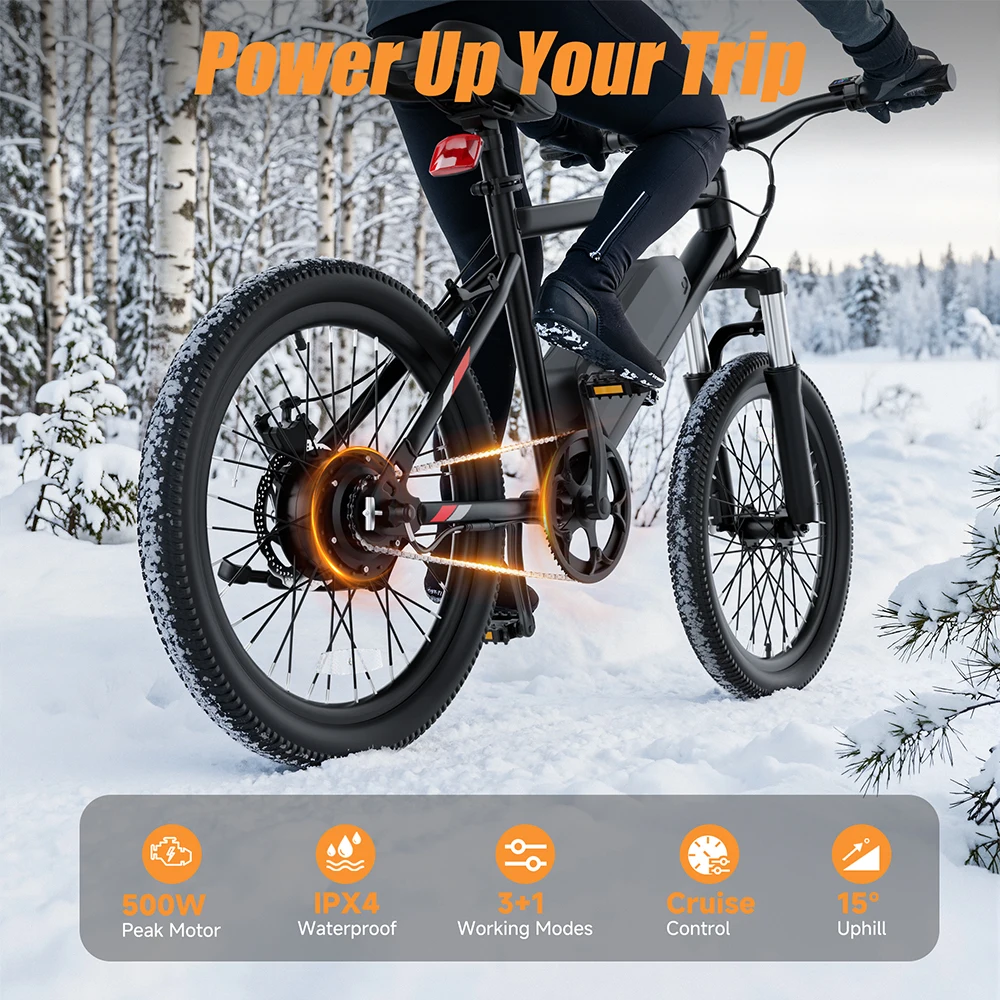 20 inch Electric Bike for Adults, 48V Removable Battery,500W Brushless Motor Peak Power, Max 22MPH Speed, 35 Miles Long Range, 3 Riding Modes Front Suspension Commuter E Bicycle view 4