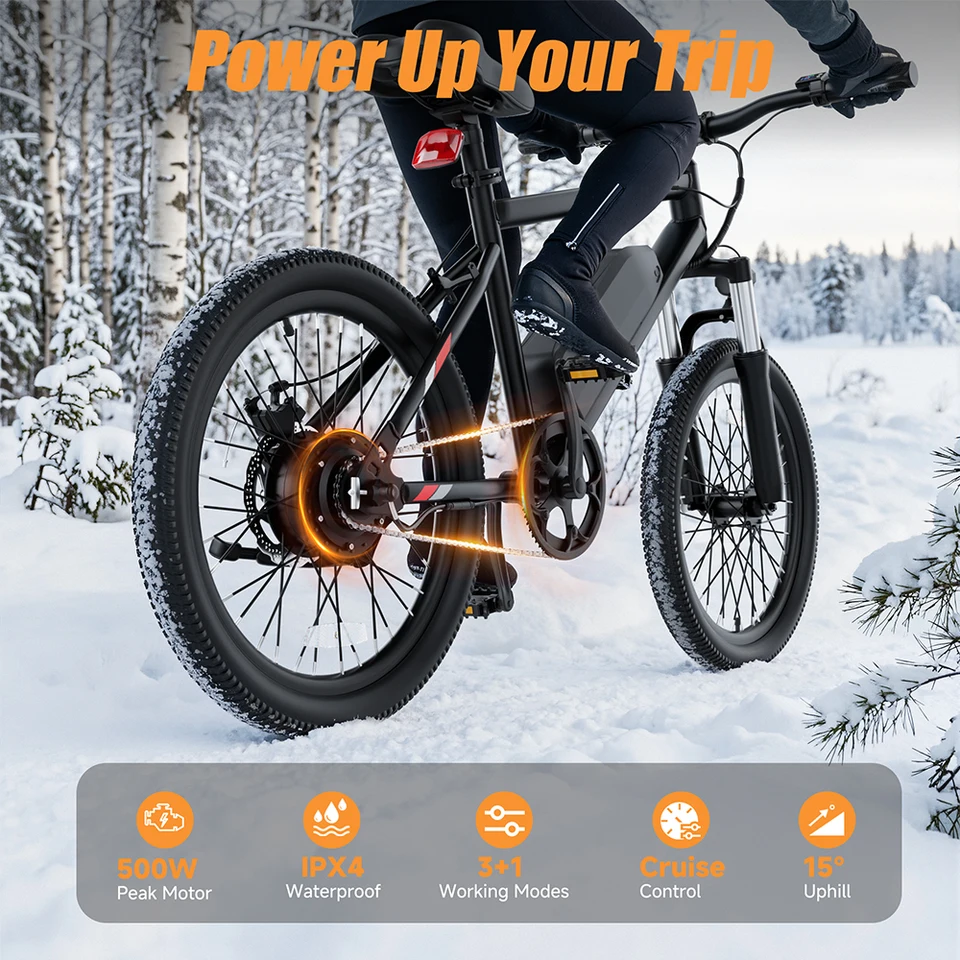 20 inch Electric Bike for Adults, 48V Removable Battery,500W Brushless Motor Peak Power, Max 22MPH Speed, 35 Miles Long Range, 3 Riding Modes Front Suspension Commuter E Bicycle image 4