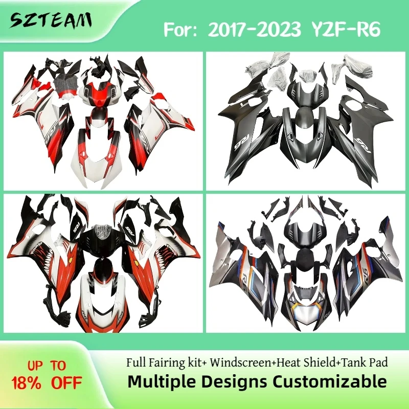 

Комплект обвесов для мотоцикла YAMAHA YZF-R6 2017-2023, неоригинальные кузовные детали, обтекатели YZF R6 17-23