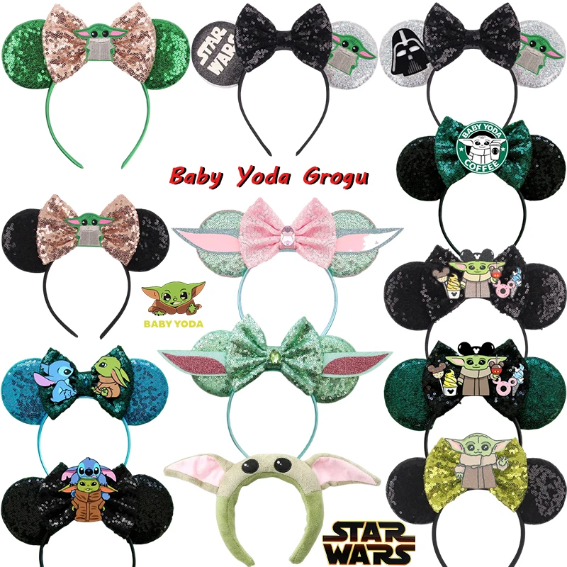 

Cute Stitch Grogu Baby Master Yoda Headbands For Girls Disney Mickey Ears Hairband Kids STAR WARS Hair Accessories Women Cosplay