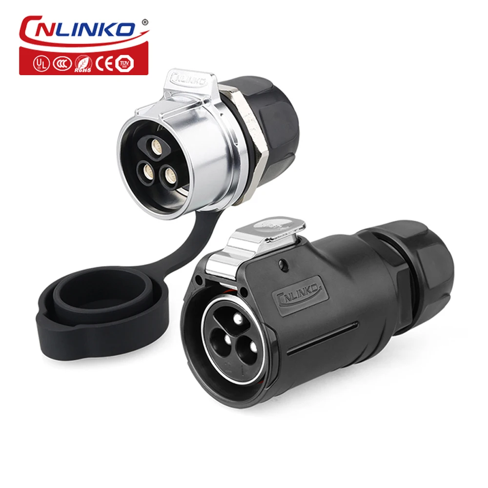 CNLINKO Waterproof Connector M28 IP68 50A High Power Cable Connector Plug Socket Male and Female 2/3 Pin Applicable to 10-16m㎡