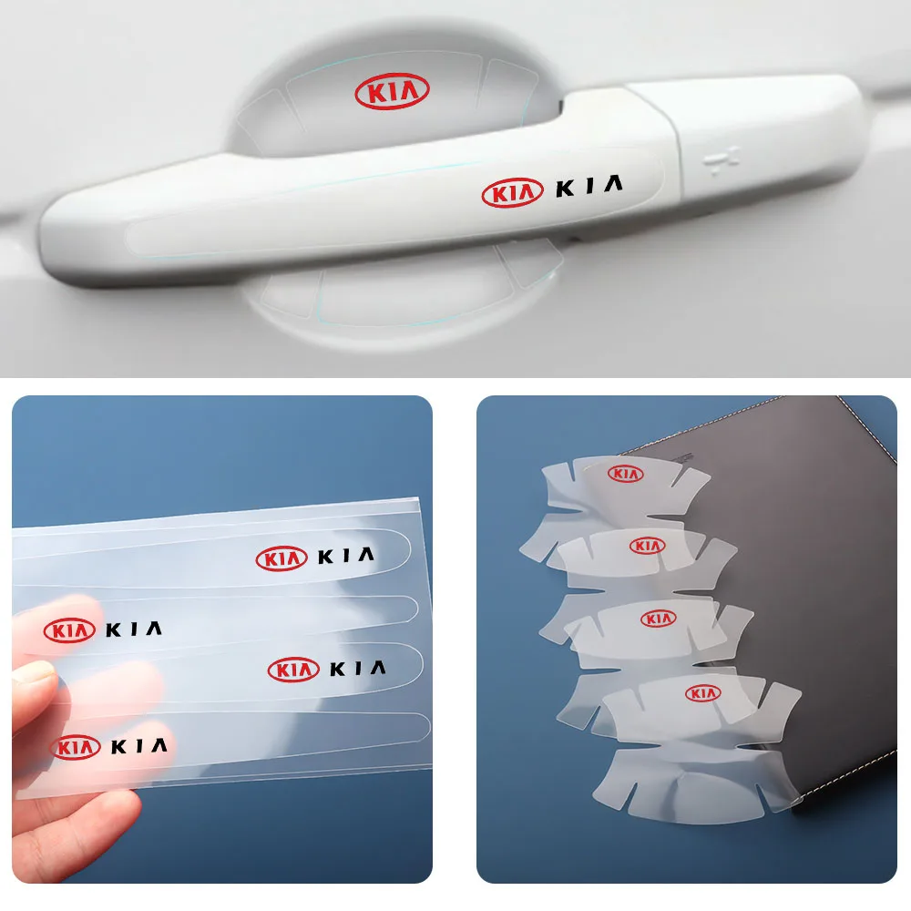 4/8Pcs Transparent Car Door Handle Protective Film Stickers For KIA Sportage Ceed Sorento Cerato Optima Picanto Rio Soul Sonic K