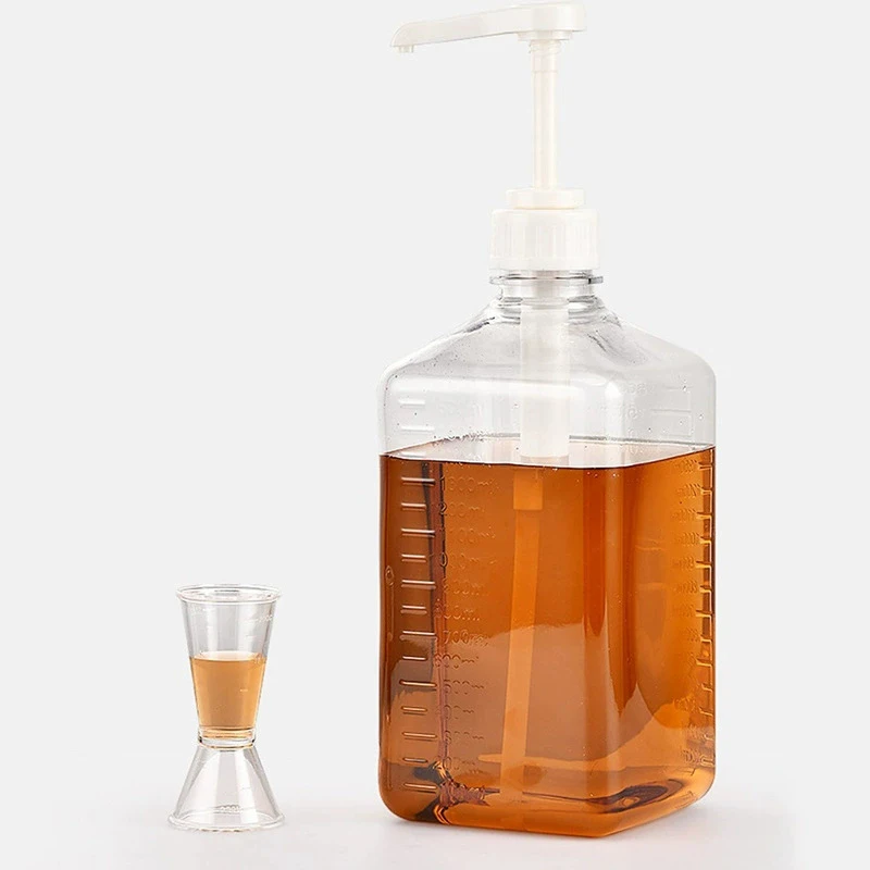 1pc Liquid Dispenser With Scale Coffee Syrup Bee Drip Bottle With Hydraulic Pump Nozzle Head Kitchen Honey Jar Container view 6