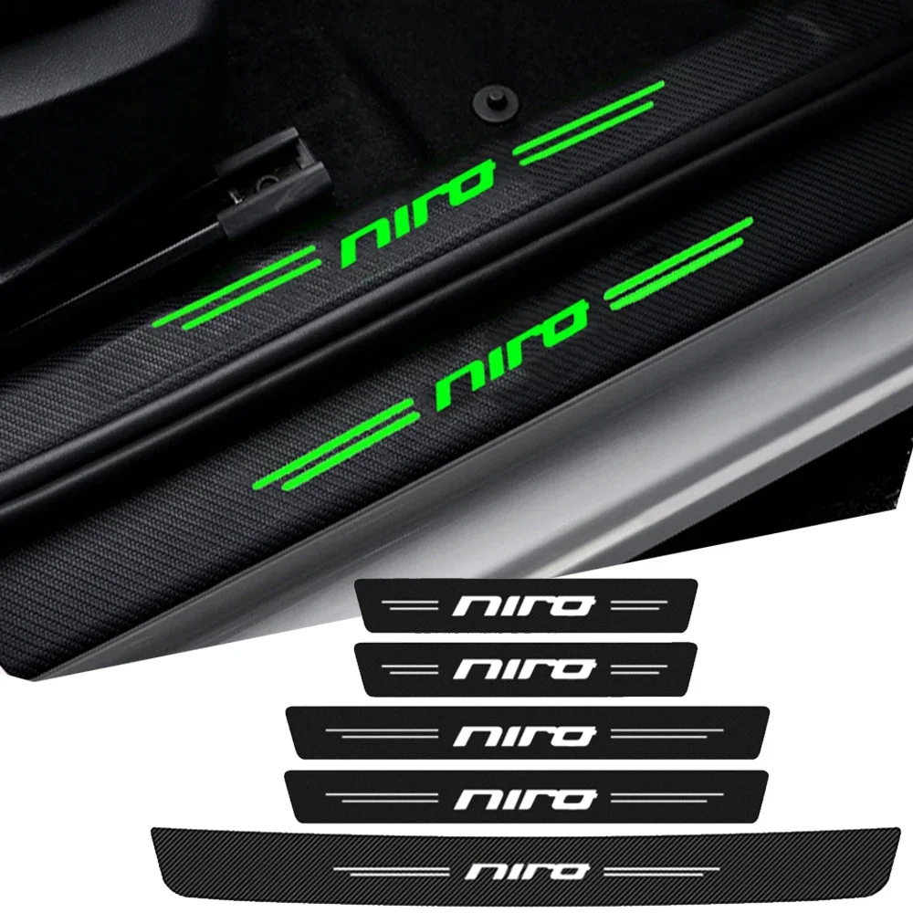 Luminous Car Threshold Tape Trunk Bumper Door Sill Protective Stickers for KIA NIRO Logo Glowing Rear Door Pedal Guard Strips