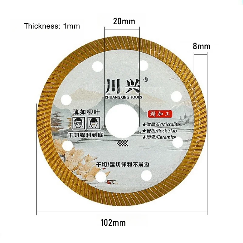 Imagem -04 - Disco de Corte de Diamante Super Fino 102 mm Lâmina de Serra de Cerâmica Discos de Corte Turbo para Cortar Porcelana Telha Cerâmica Tijolo de Granito