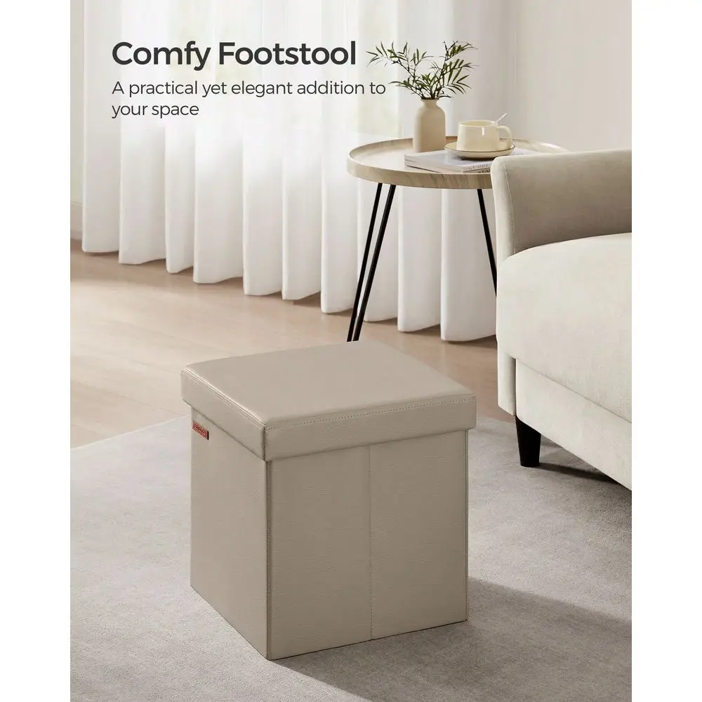

15 Inches Ottoman With Storage, Footstool, Storage Ottoman, Synthetic Leather, 660 Lb Load Capacity, For Dorm Room, Living Room