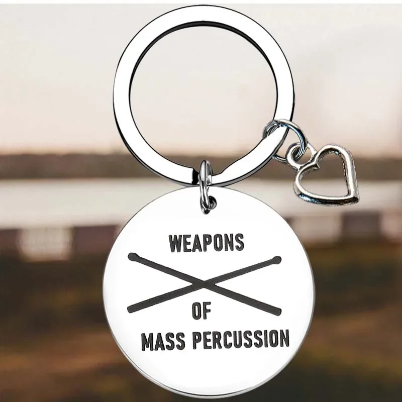 New Drummer Gift Key Chain Ring Weapons of Mass Percussion Drum Kit keychains pendant Musician Gift