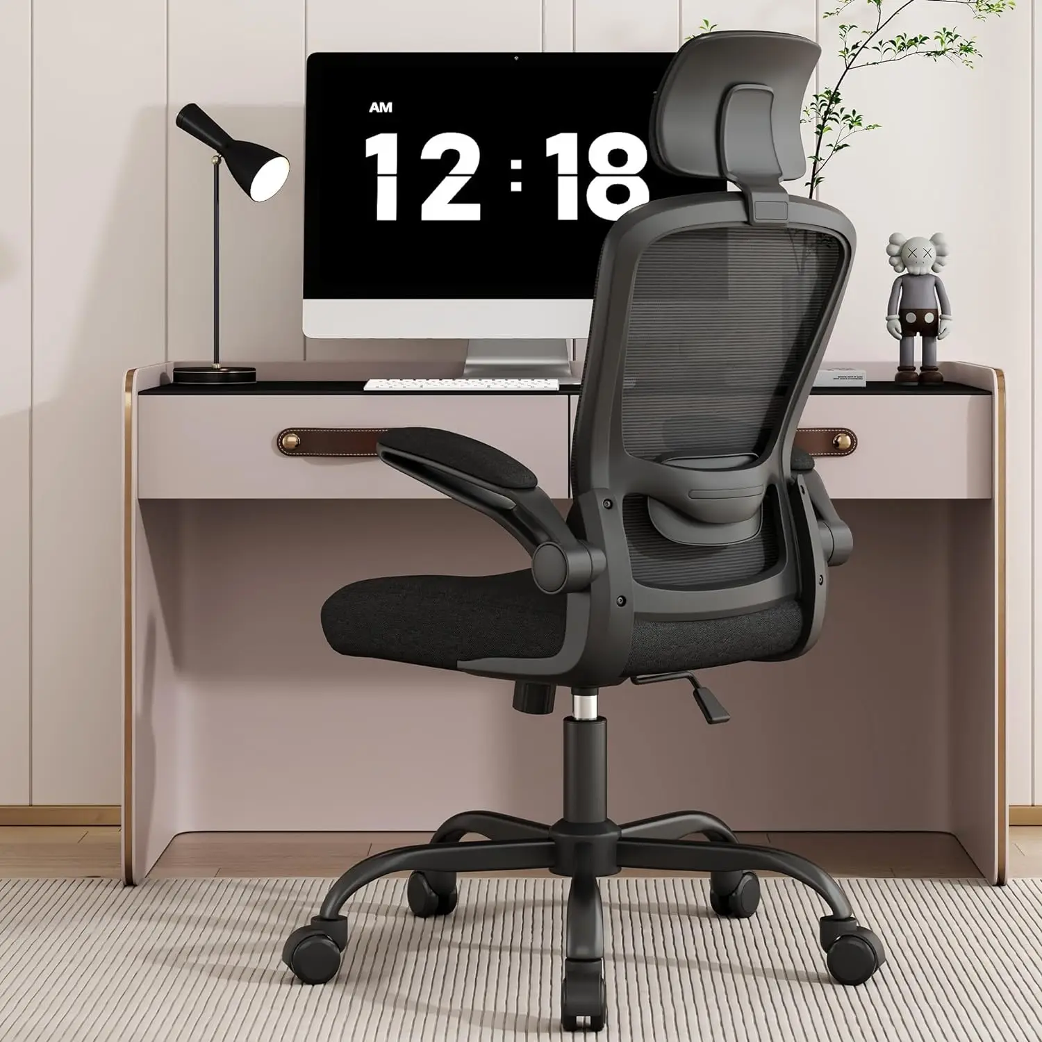 

Mimoglad Home Office Chair, Ergonomic Desk Chair with Adjustable Lumbar Support, High Back Computer Chair- Adjustable Headrest