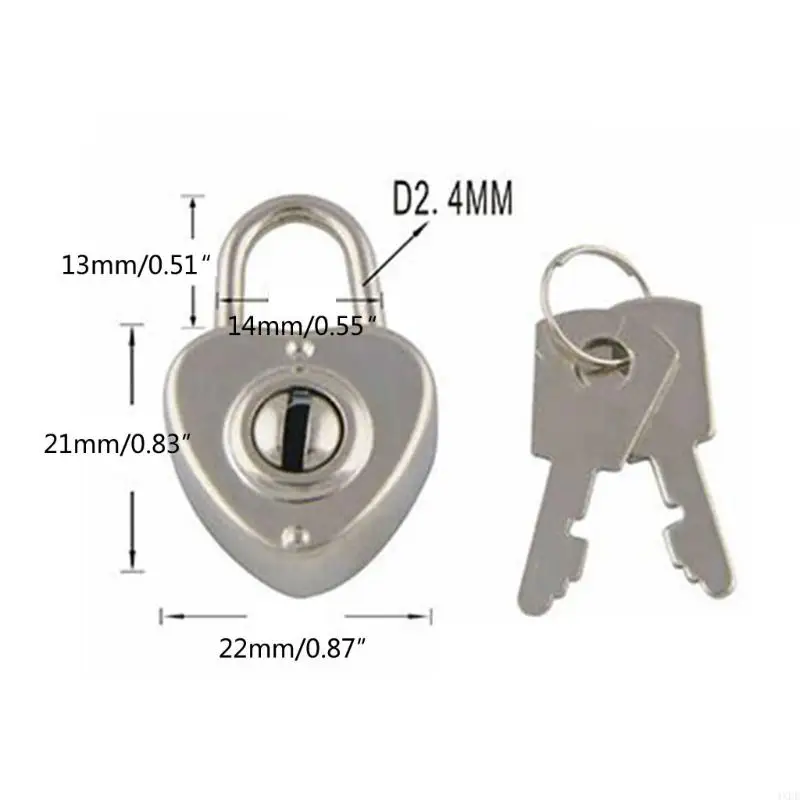 4XFD Mini Padlock Vintage Heart Lock With Alloy Wishs Lock for Jewelry Box