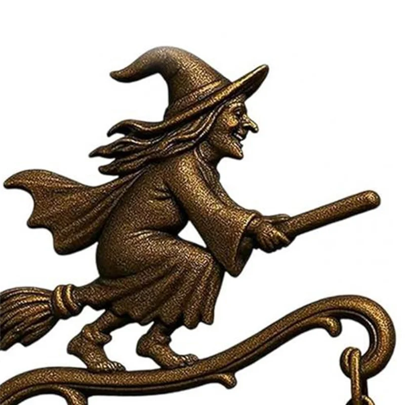 AT63-Vintage Halloween Witch Bell Vintage Metal Home Entrance Doorbell Door Wall Mount Spooky Decorative Shopkeeper Welcome Bell