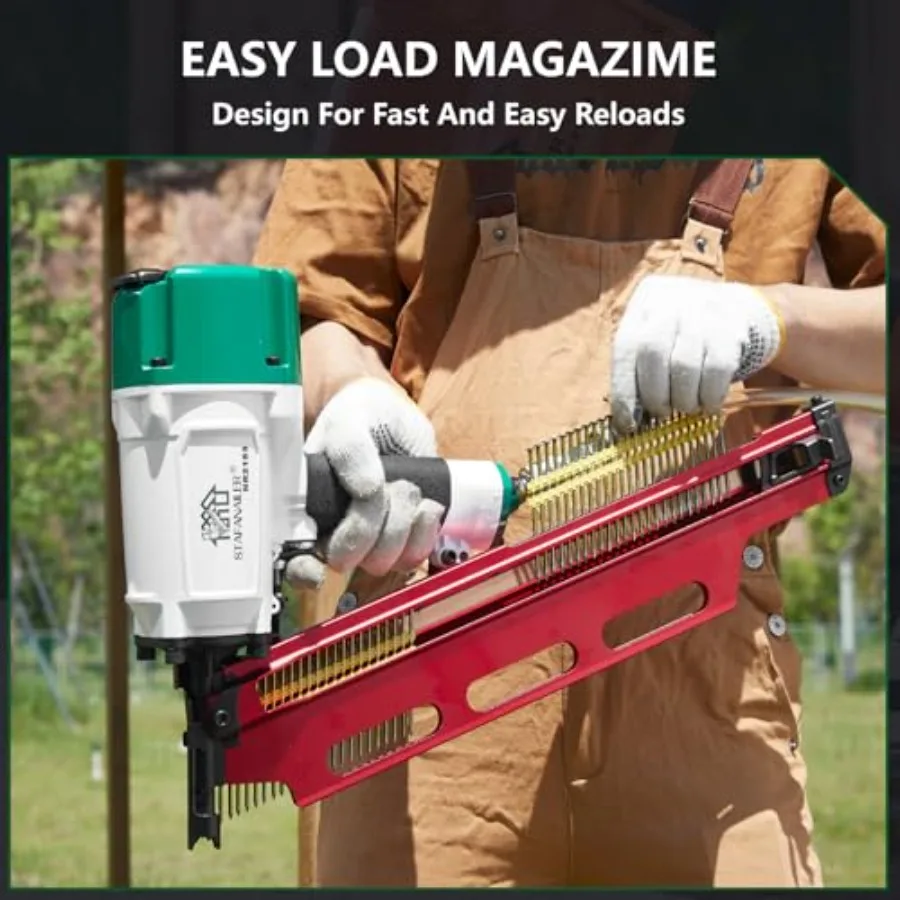 Pneumatyczna gwoździarka do ram NR2183, szybka, w stylu meksykańskim, 21 stopni, aluminiowa, do szybkiego montażu drewnianych domów.