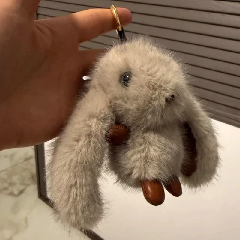 لطيف طويل الأذن أرنب أفخم المفاتيح قلادة ظهره قلادة تقليد فرو المنك دمية مجوهرات الإبداعية رائعة شفاء هدية