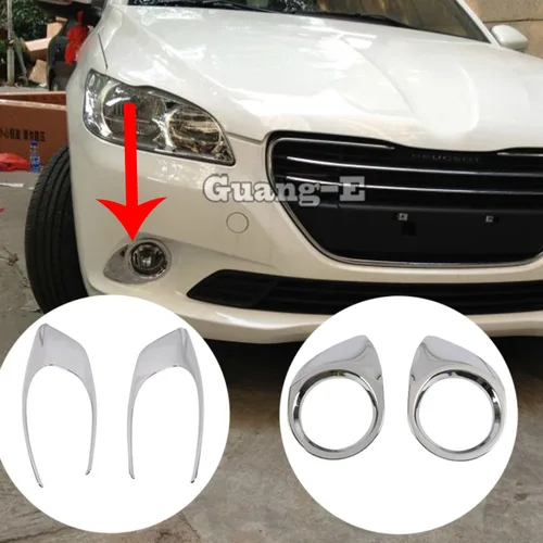 Luz antiniebla delantera para carrocería de coche, marco de cejas, piezas embellecedoras cromadas ABS, 2 uds. Para Peugeot 301 2014 2015 2016 2017 2018 2019
