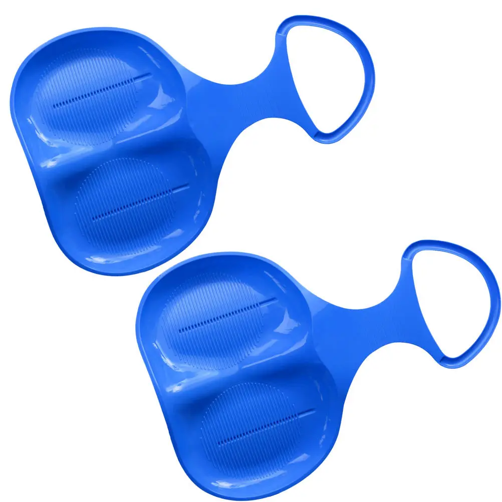 

2pcs Thickened Hdpe Grass-Sliding Board Compact Sandboarding Anti-Slip Stripes Sturdy Handle Outdoor Winter Sports Gear For
