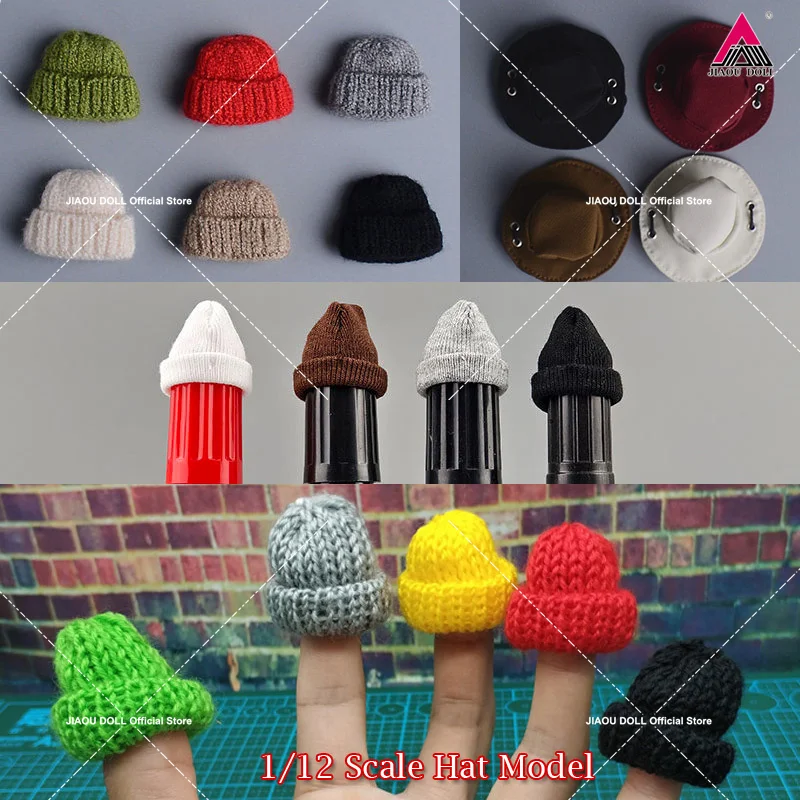 

1/12 Fashion Knitted Yarn Hat Round Beach Hat Clothes Accessories Model for 6'' Female Male Soldier Action Figure Body Dolls