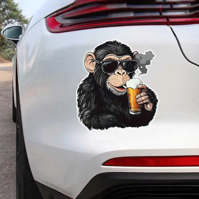 

Beer and Monkey Car Sticker Vinyl Decal Waterproof Rear Window Motorcycle Camper Bumper Truck Laptop Decoration SH1545