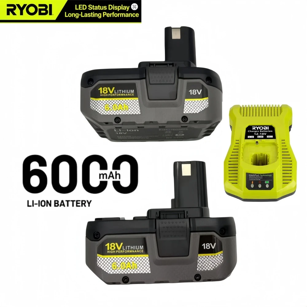 Аккумулятор RYOBI Upgrade 4.0Ач/6.0Ач/8.0Ач для RYOBI P104 P107, совместимый с дрелью, воздуходувкой, триммером, эксцентриковой шлифовальной машиной