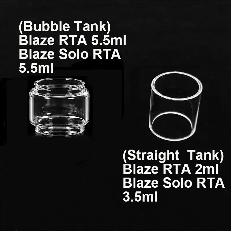 5PCS Bubble Straight Flat Glass Tank For Thunderhead Creations Blaze RTA Blaze Solo RTA Replacement Glass Tank Container