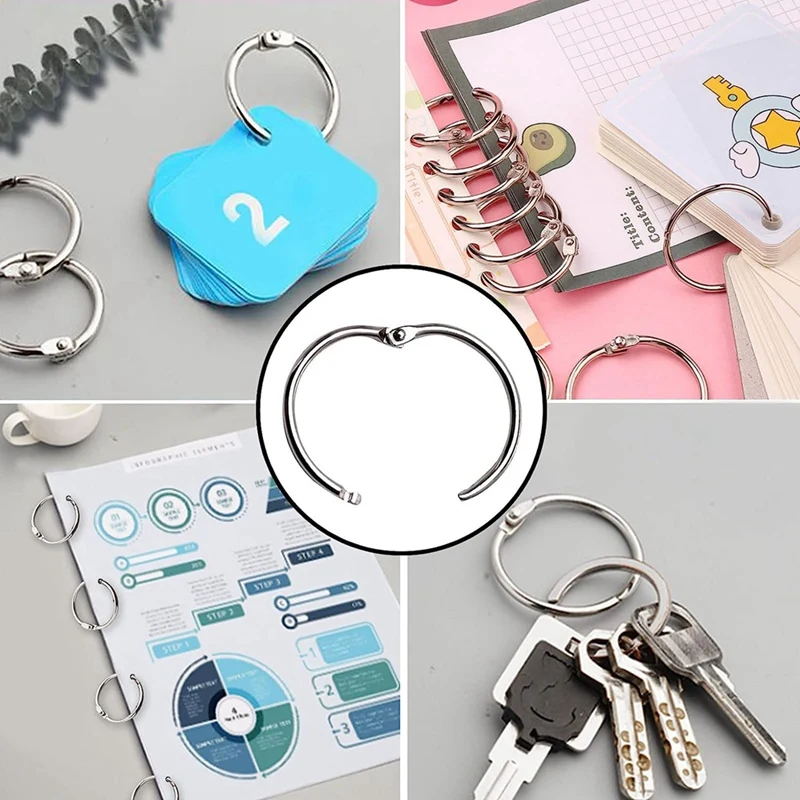 2 Inch 50 Pack Loose Leaf Binder Rings Binder Rings Keychain Key Rings, Metal Rings