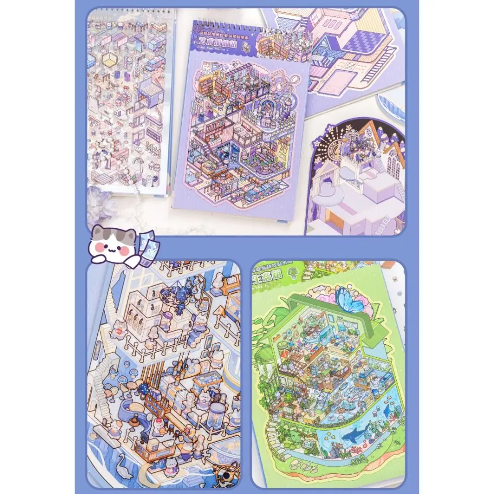 

Новая коллекция миниатюрных сцен для домашних животных, мультяшные визуальные наклейки для сцены, сделай сам, 3D наклейка для палатки