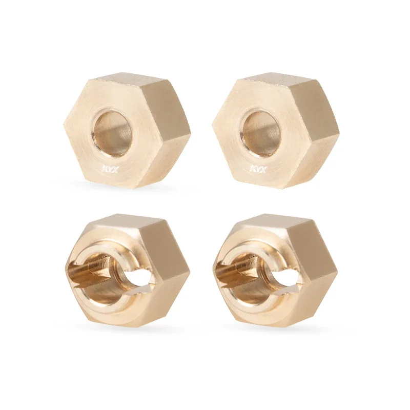 KYX Racing CNC Brass Wheel Hubs Hex 4pcs Upgrades Parts Accessories for 1/18 Scale RC Crawler Car Traxxas TRX4M