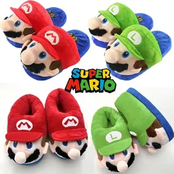 Super Mario Bro Plush Slippers Anime Cartoon Cotton Home Shoes Winter Warm Adult Children Non-Slip Thicken Fashion Cute Slipper